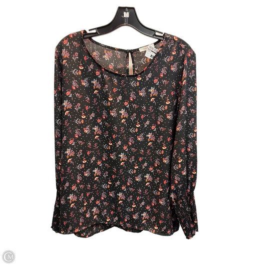 Blouse Long Sleeve By Pleione In Floral Print, Size: L