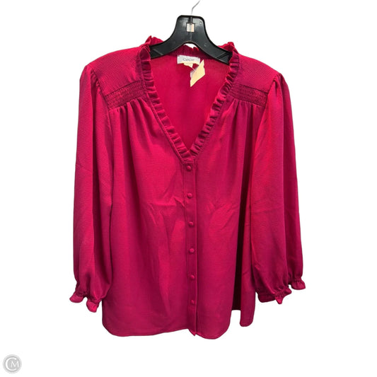 Blouse Long Sleeve By Cece In Pink, Size: M