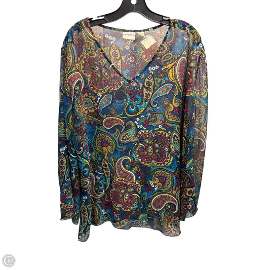 Blouse Long Sleeve By Chicos In Multi-colored, Size: Xl