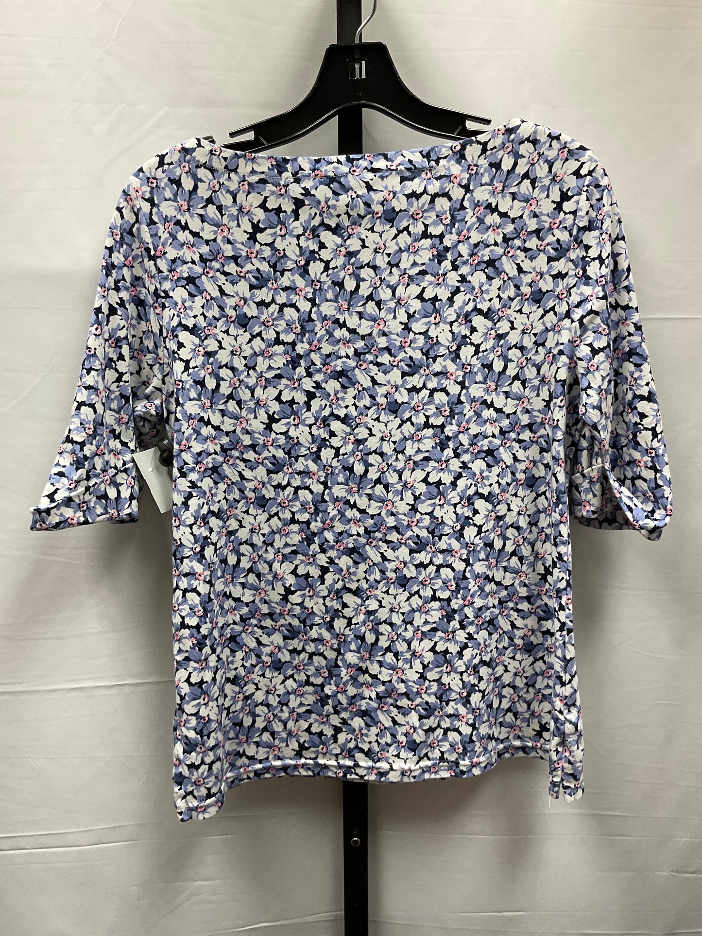 Floral Print Top Short Sleeve Lauren By Ralph Lauren, Size Petite L