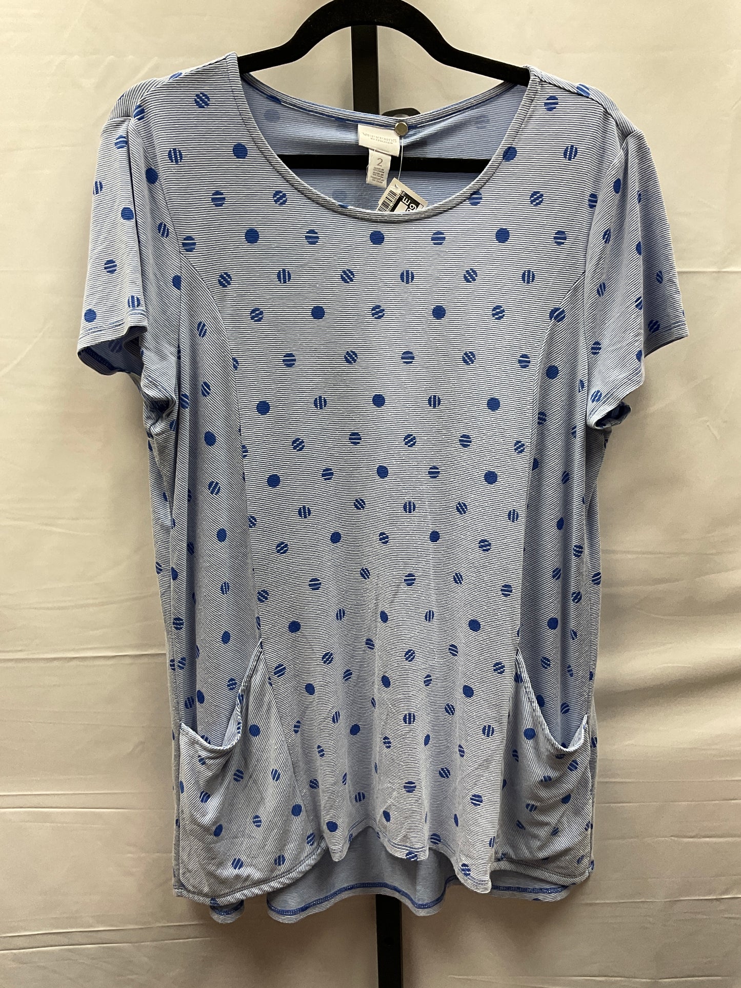 Blue & White Top Short Sleeve Chicos, Size L