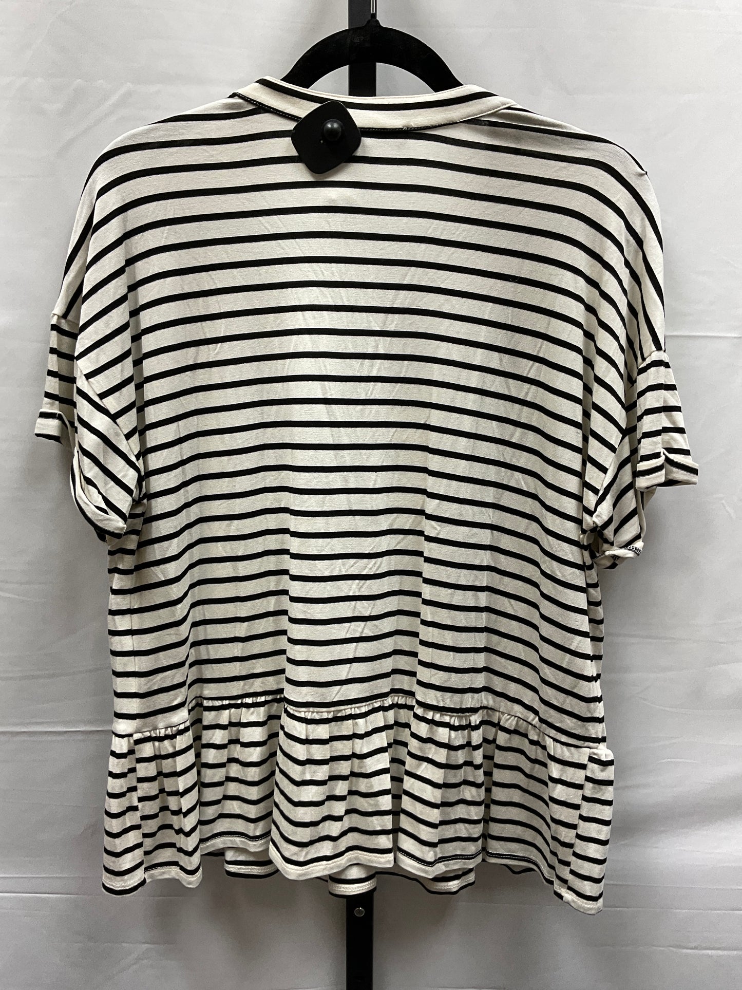 Striped Pattern Top Short Sleeve Clothes Mentor, Size L