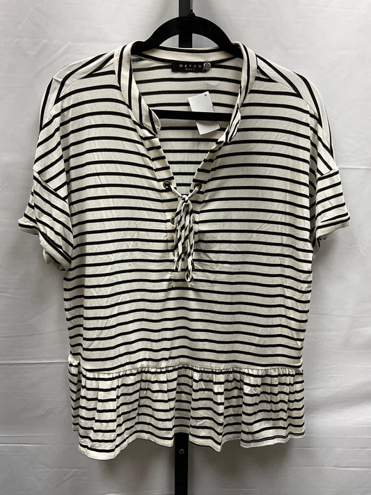 Striped Pattern Top Short Sleeve Clothes Mentor, Size L