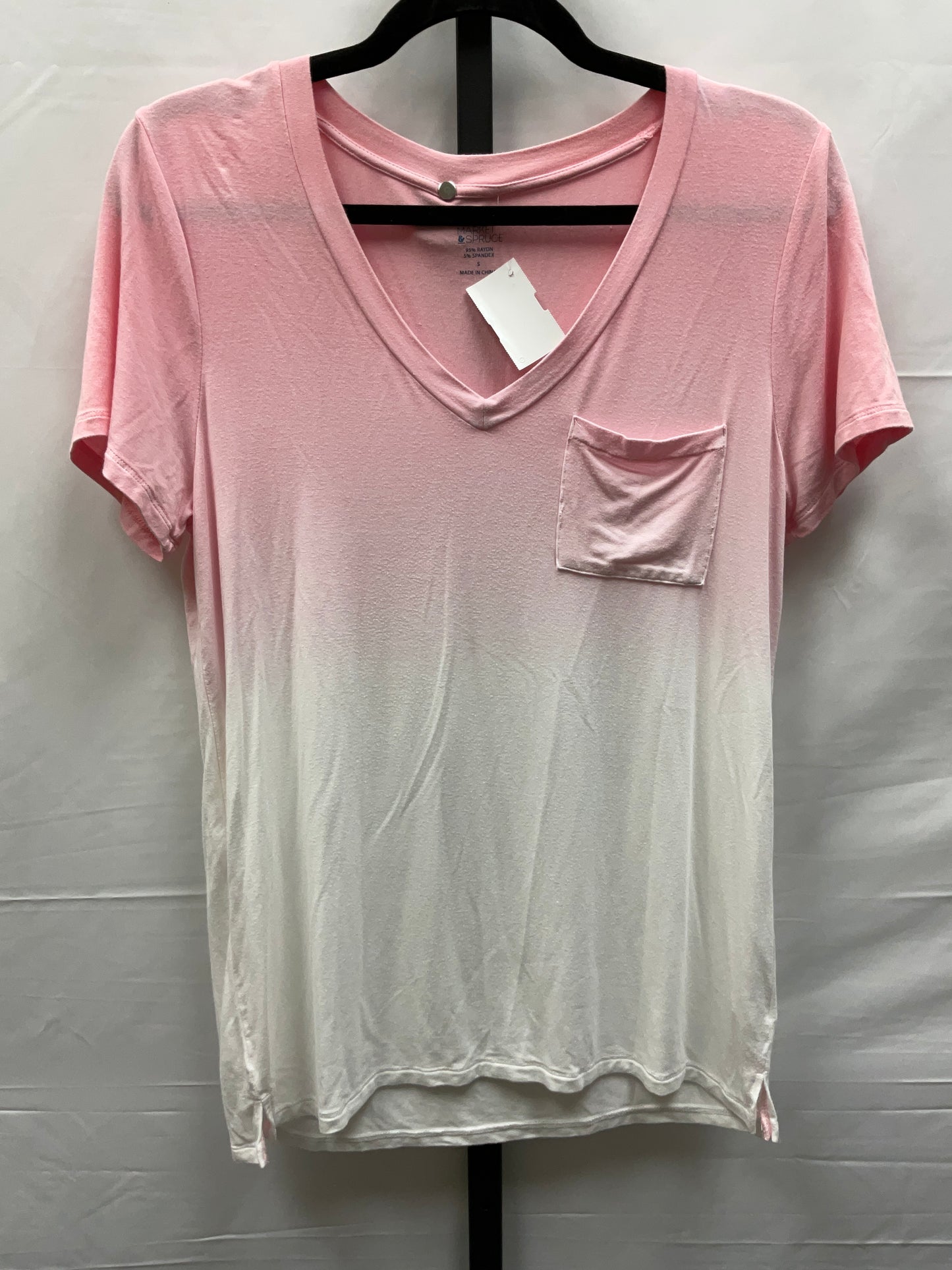 Pink & White Top Short Sleeve Market & Spruce, Size S