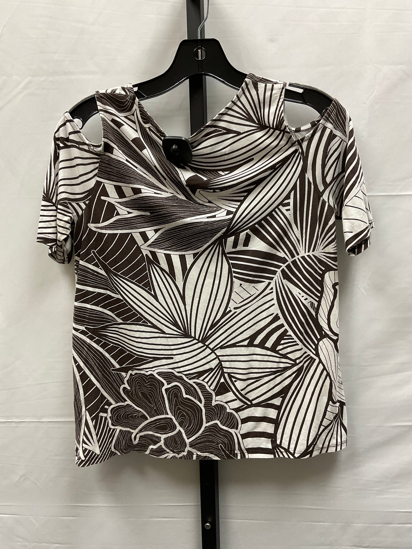 Brown & White Top Short Sleeve Chicos, Size S