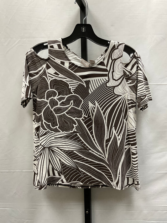 Brown & White Top Short Sleeve Chicos, Size S