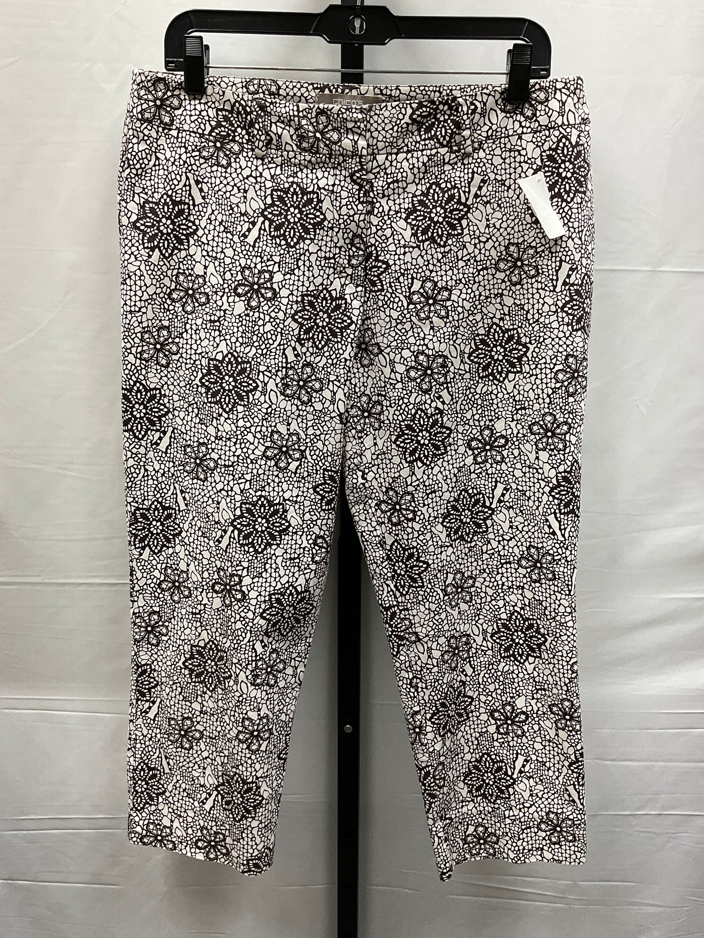 Brown & White Capris Chicos, Size M