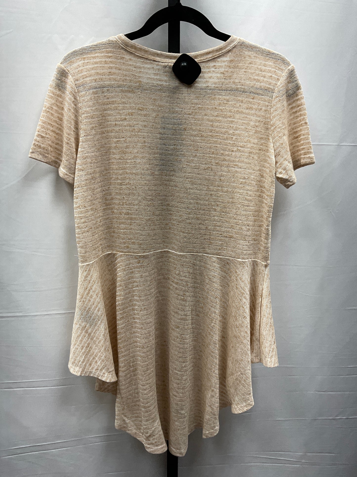 Top Short Sleeve By Diane Gilman In Tan & White, Size: S