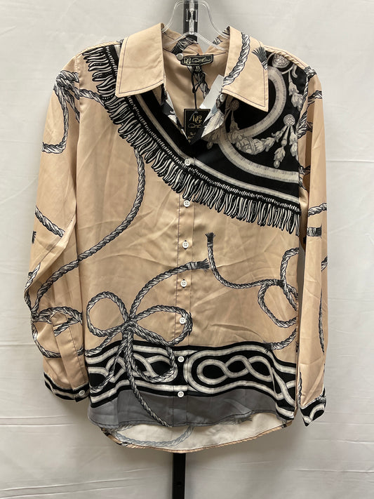 Top Long Sleeve By Diane Gilman In Black & Tan, Size: Xs