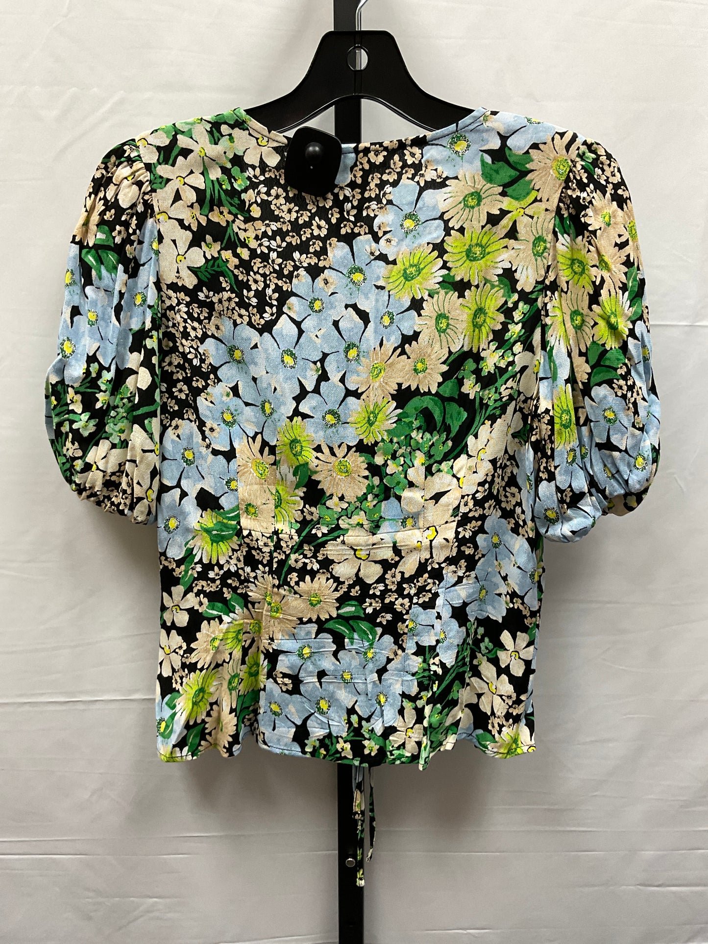 Floral Print Top Short Sleeve H&m, Size Xxs