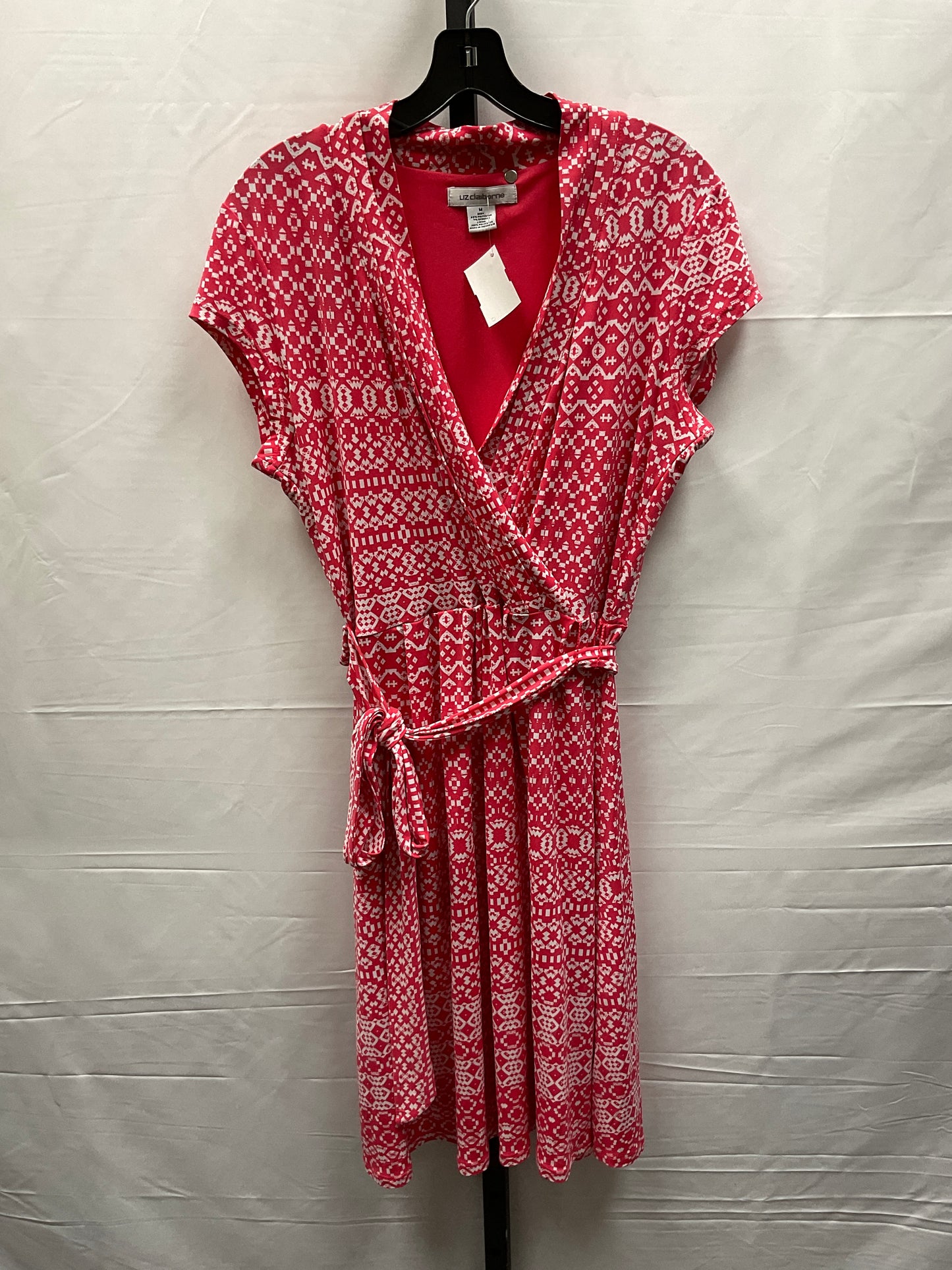 Pink & White Dress Casual Midi Liz Claiborne, Size M