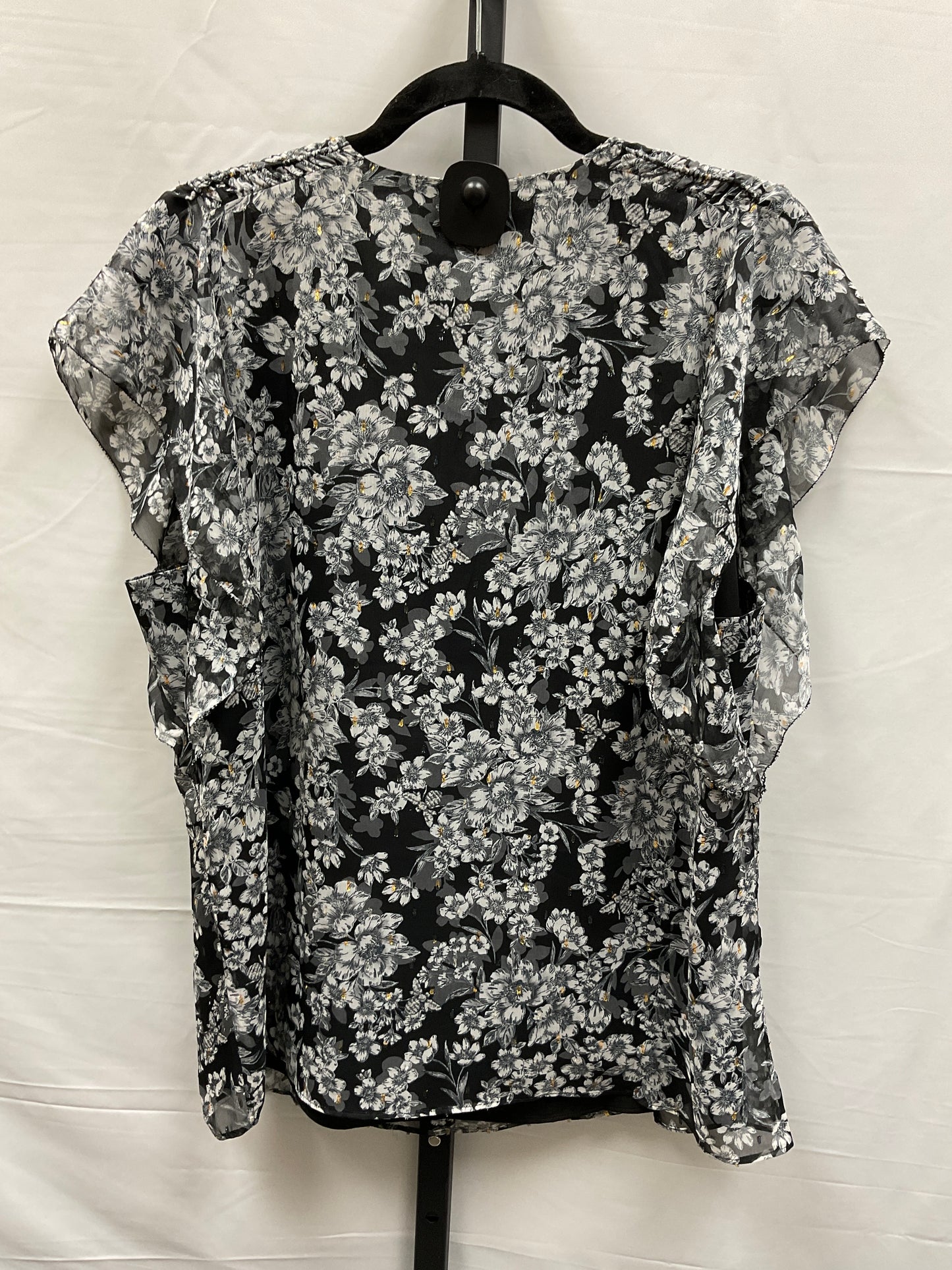 Floral Print Top Short Sleeve White House Black Market, Size M