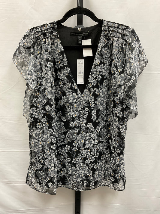 Floral Print Top Short Sleeve White House Black Market, Size M