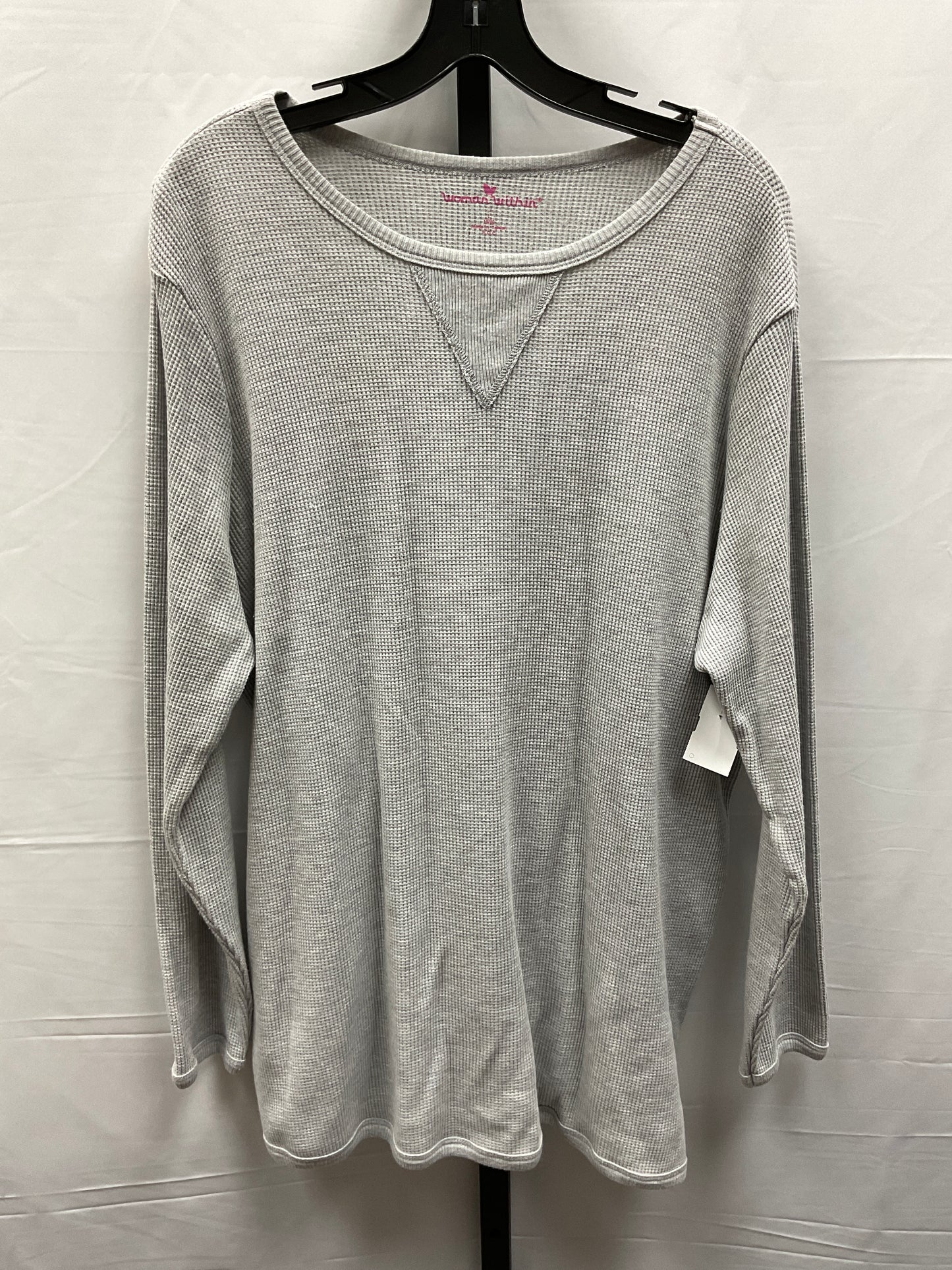 Top Long Sleeve Basic By Woman Within In Grey, Size: 1x