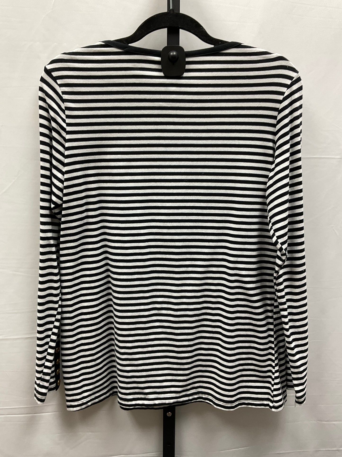 Top Long Sleeve By Diane Gilman In Black & White, Size: M