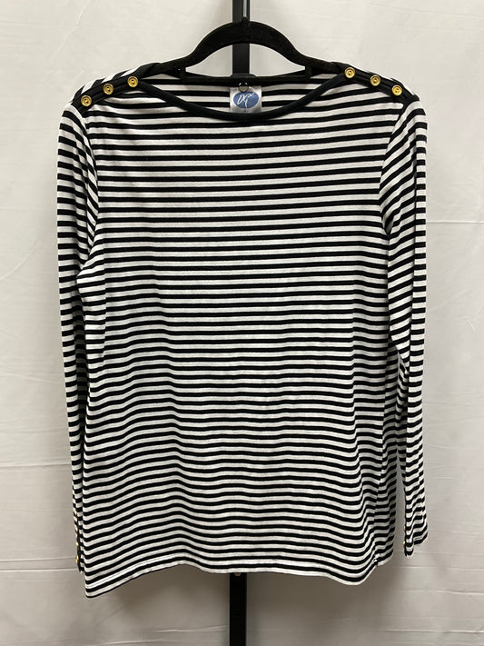 Top Long Sleeve By Diane Gilman In Black & White, Size: M