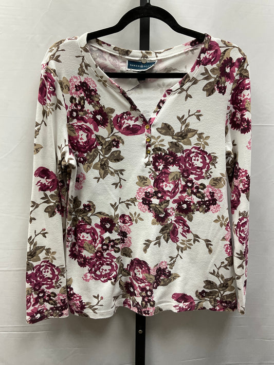 Top Long Sleeve By Karen Scott In Floral Print, Size: M