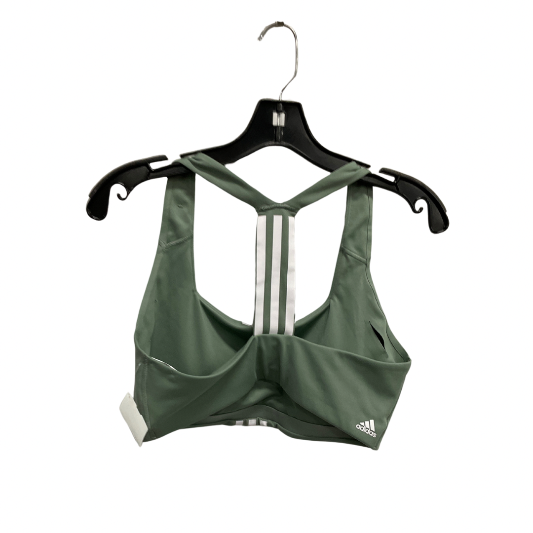 Athletic Bra By Adidas In Green & White, Size: L