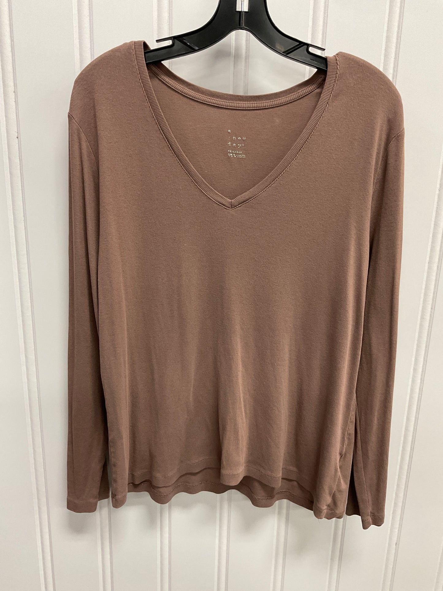 Top Long Sleeve Basic By A New Day In Tan, Size: Xxl