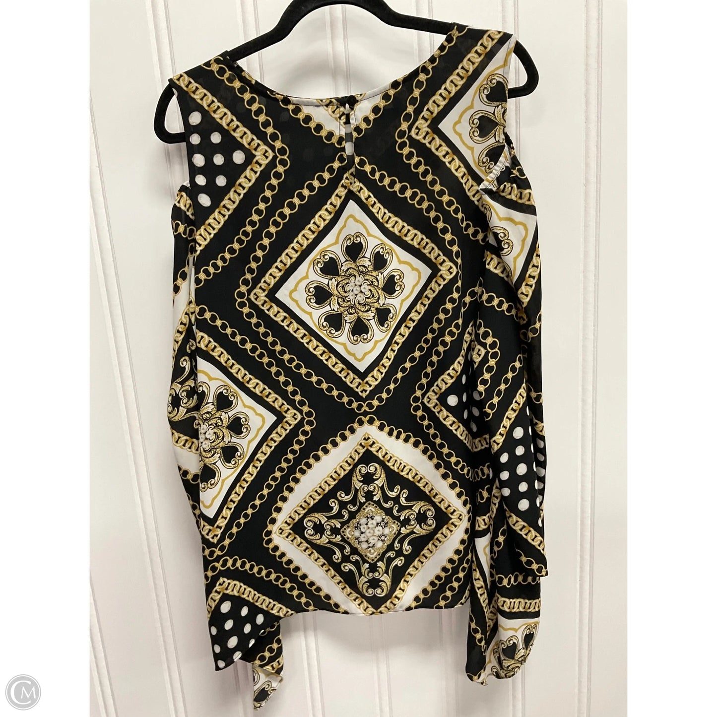 Top Long Sleeve By Chicos In Black & Gold, Size: L