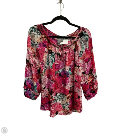 Blouse Long Sleeve By Anthropologie In Floral Print, Size: M