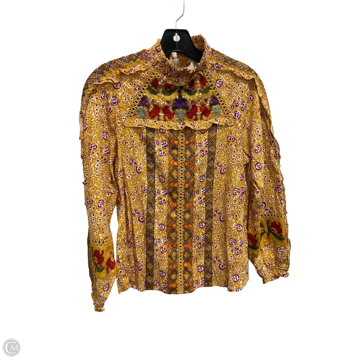 Top Long Sleeve By Maeve In Yellow, Size: Xxs