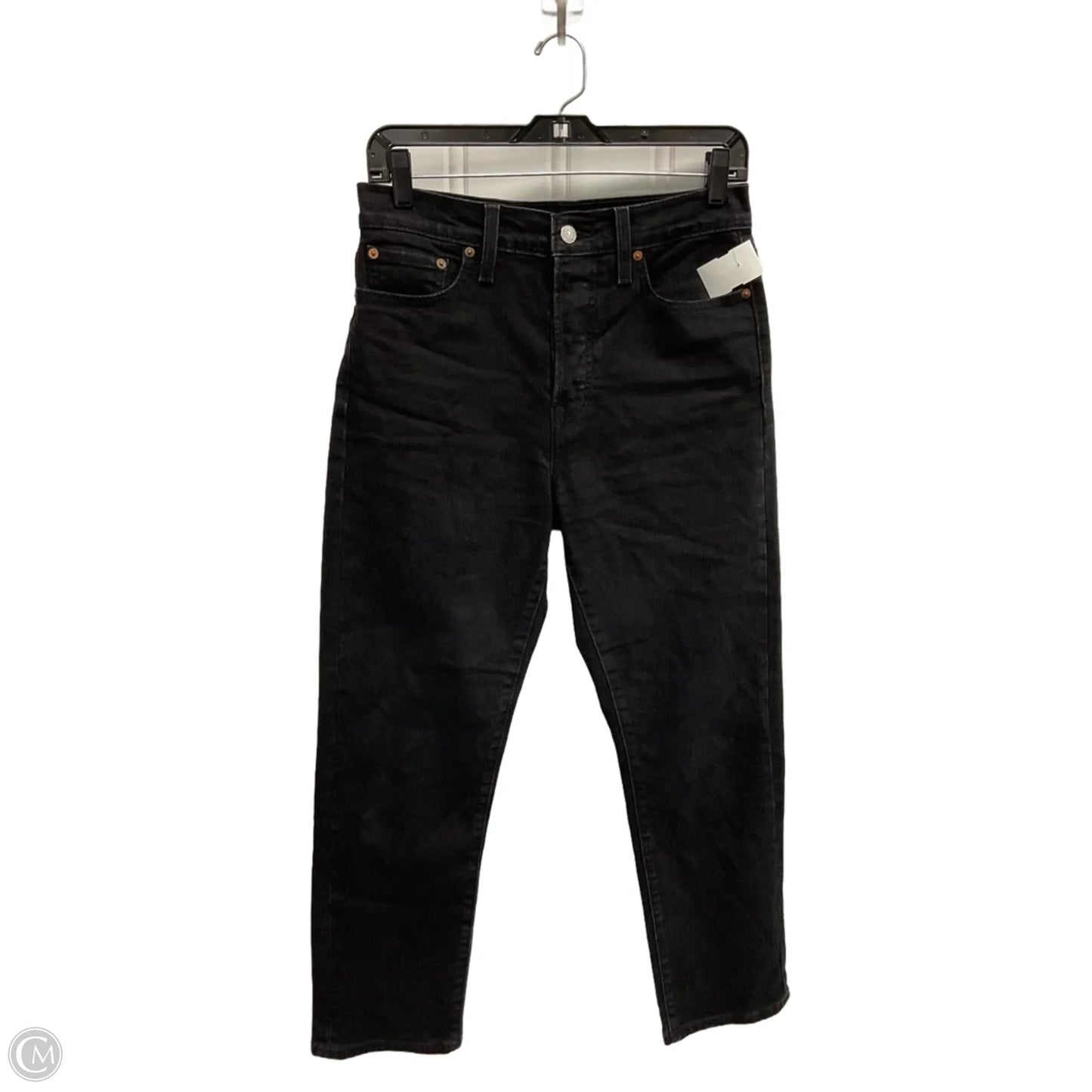 Jeans Straight By Levis In Black Denim, Size: 8
