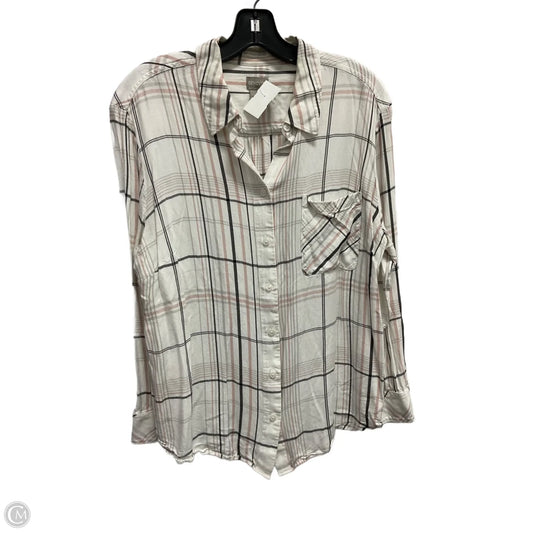 Top Long Sleeve By Chicos In Pink & White, Size: Xl