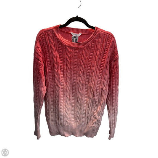 Sweater By Time And Tru In Pink & White, Size: L