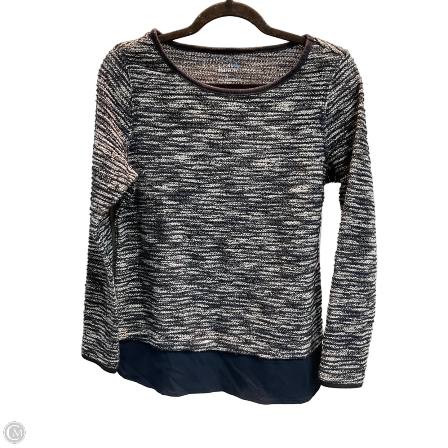 Top Long Sleeve By Croft And Barrow In Blue & White, Size: S