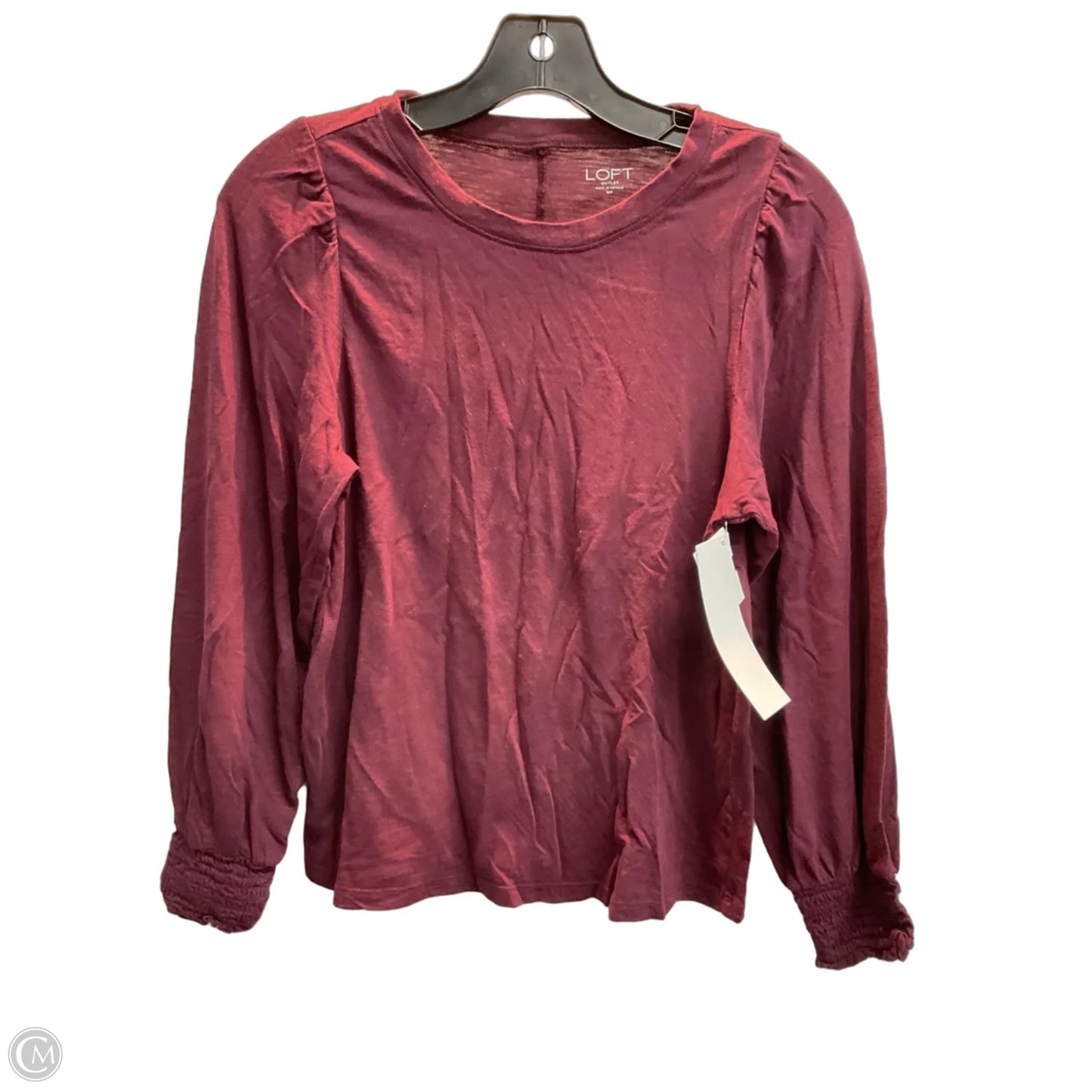 Top Long Sleeve By Loft In Maroon, Size: Mp