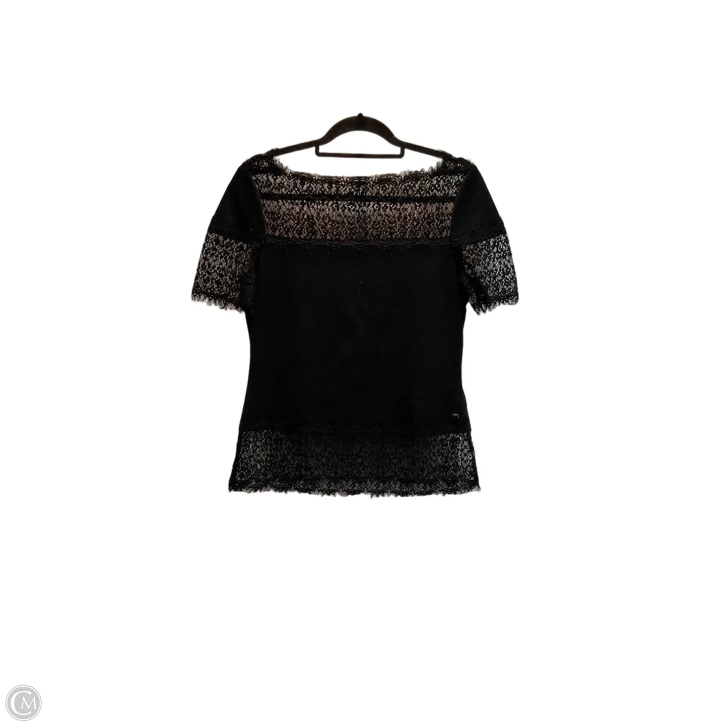 Top Short Sleeve Designer By Escada In Black, Size: M