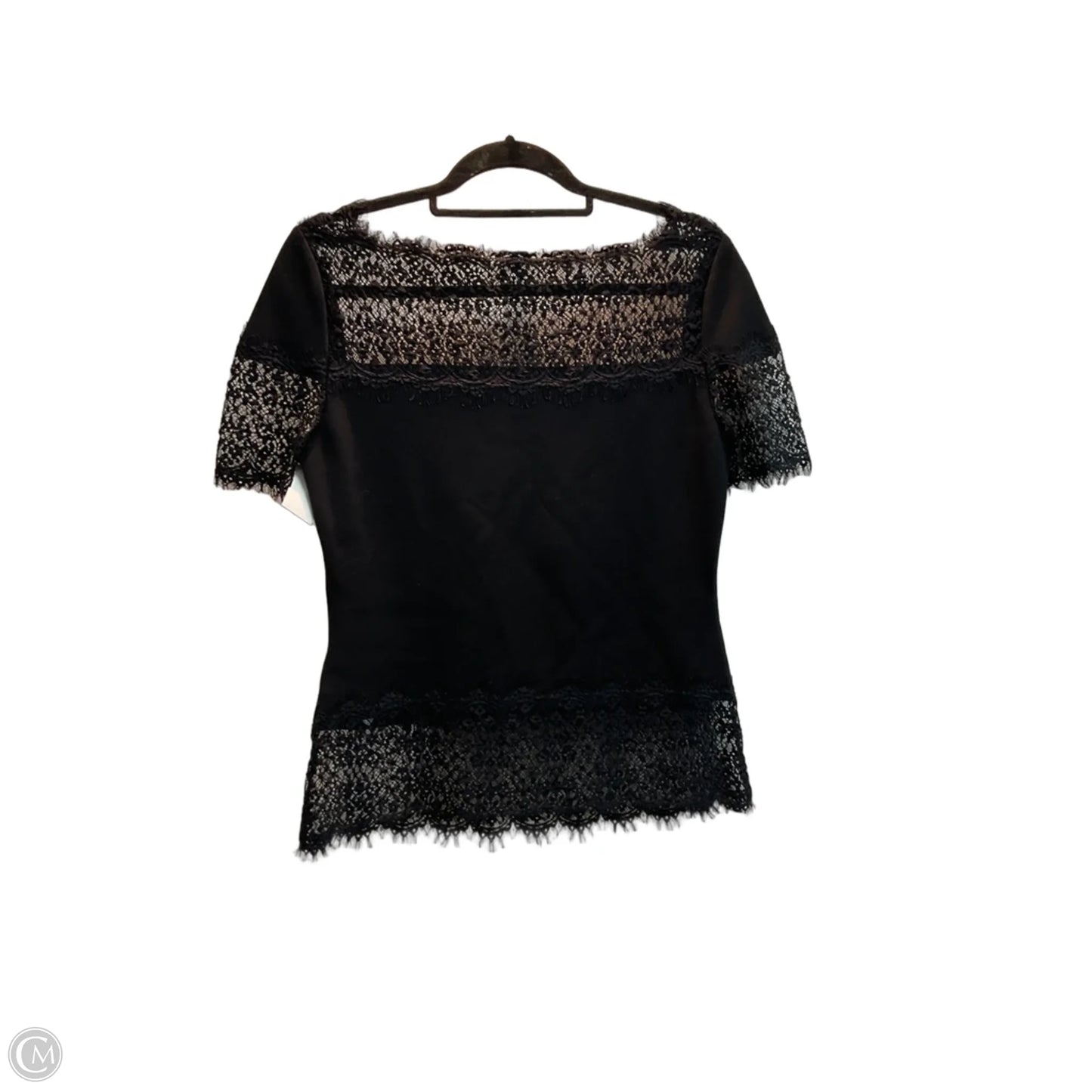 Top Short Sleeve Designer By Escada In Black, Size: M