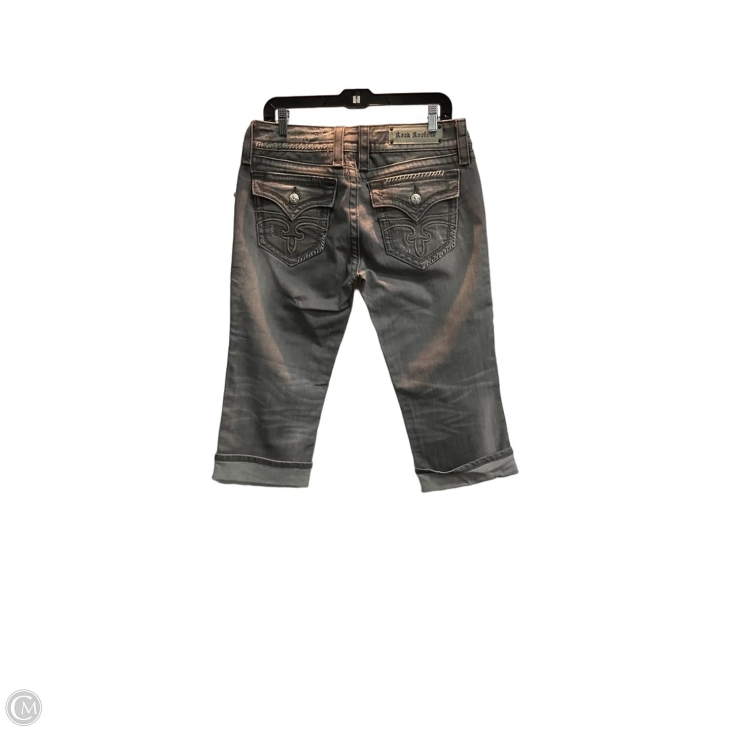 Capris By Rock Revival In Grey Denim, Size: 14