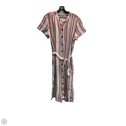 Dress Casual Midi By Loft In Pink & White, Size: 10