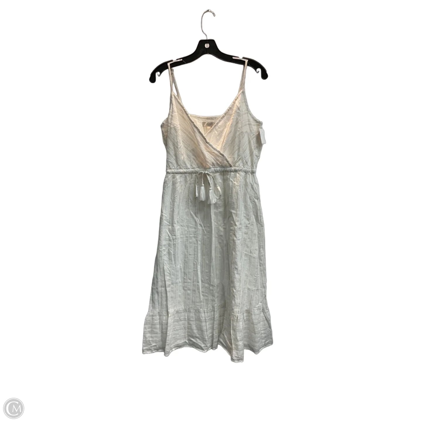 Dress Casual Midi By Loft In Gold & White, Size: 10