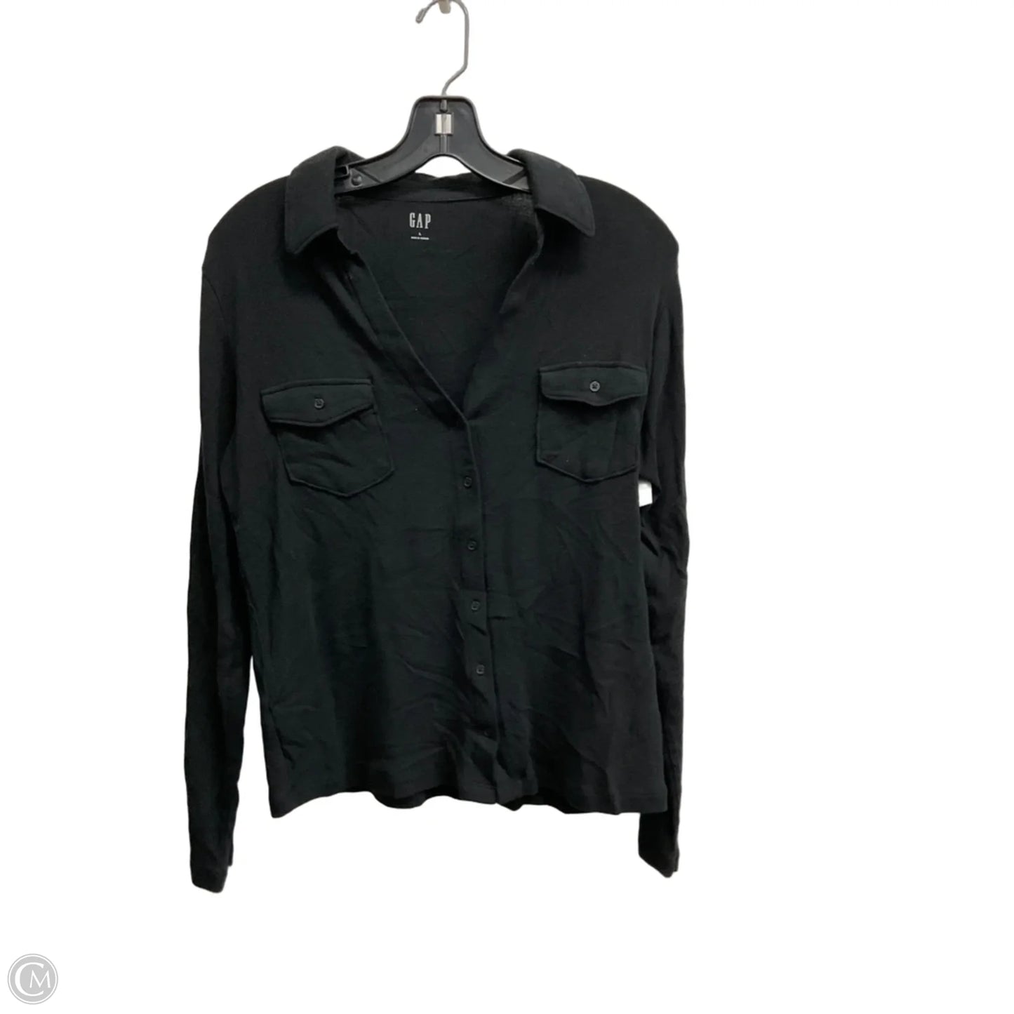 Top Long Sleeve By Gap In Black, Size: L