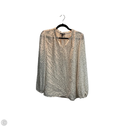 Blouse Long Sleeve By Hilary Radley In Black & Cream, Size: L
