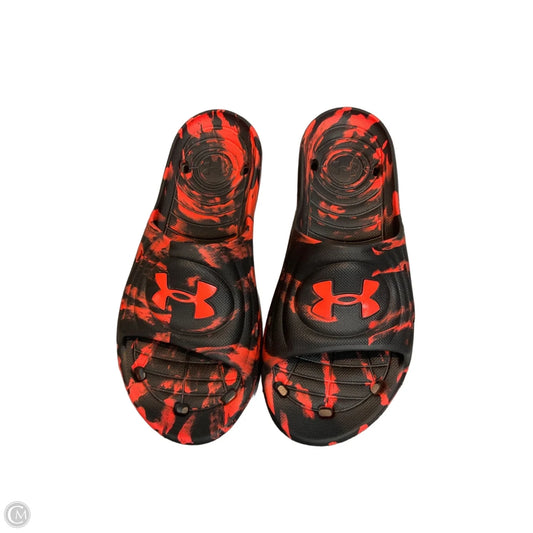 Sandals Flats By Under Armour In Black & Orange, Size: 7