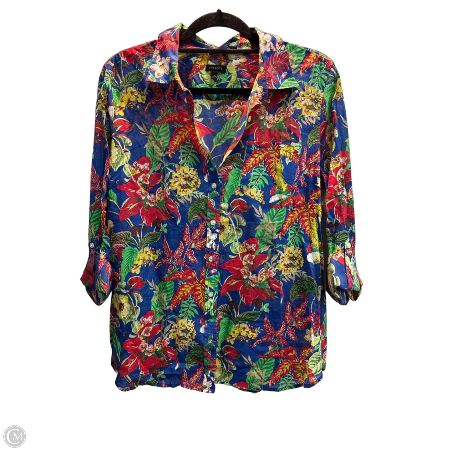 Top Long Sleeve By Talbots In Floral Print, Size: L