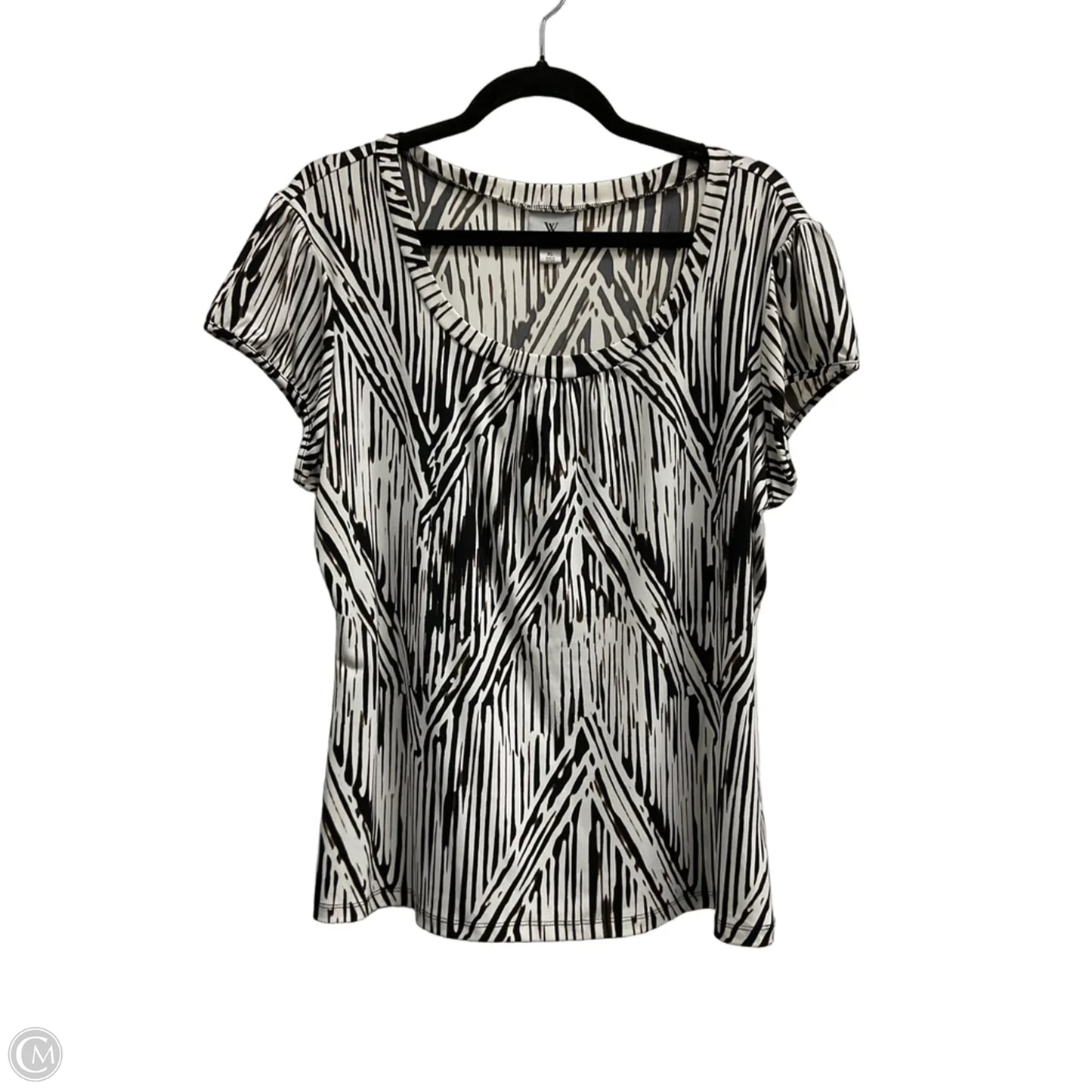Top Short Sleeve By Worthington In Black & White, Size: Xl