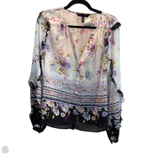 Blouse Long Sleeve By White House Black Market In Multi-colored, Size: L