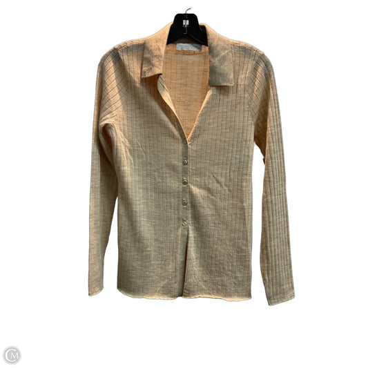 Top Long Sleeve By Abercrombie And Fitch In Tan, Size: S