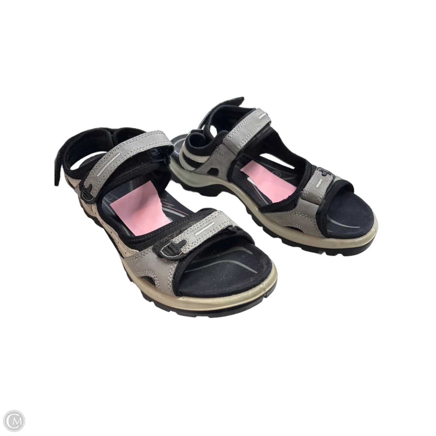 Sandals Flats By Ecco In Black & Grey, Size: 9