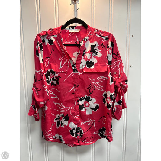 Blouse Long Sleeve By Calvin Klein In Floral Print, Size: S