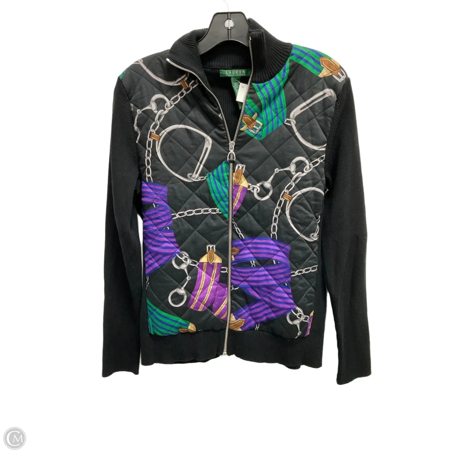 Jacket Denim By Lauren By Ralph Lauren In Black & Green, Size: L