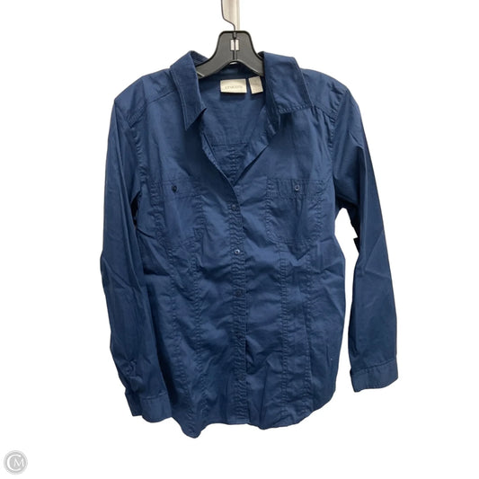 Blouse Long Sleeve By Chicos In Navy, Size: M