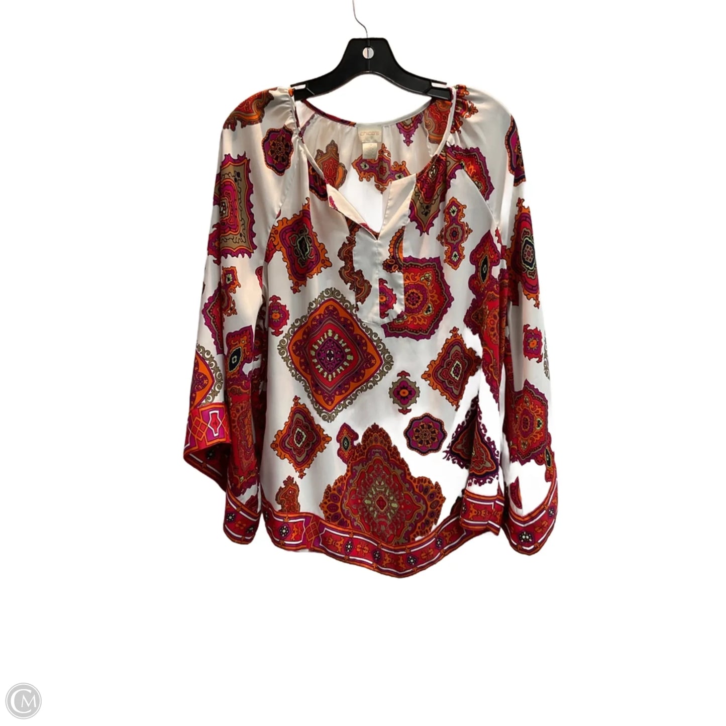 Top Long Sleeve By Chicos In Leopard Print, Size: L