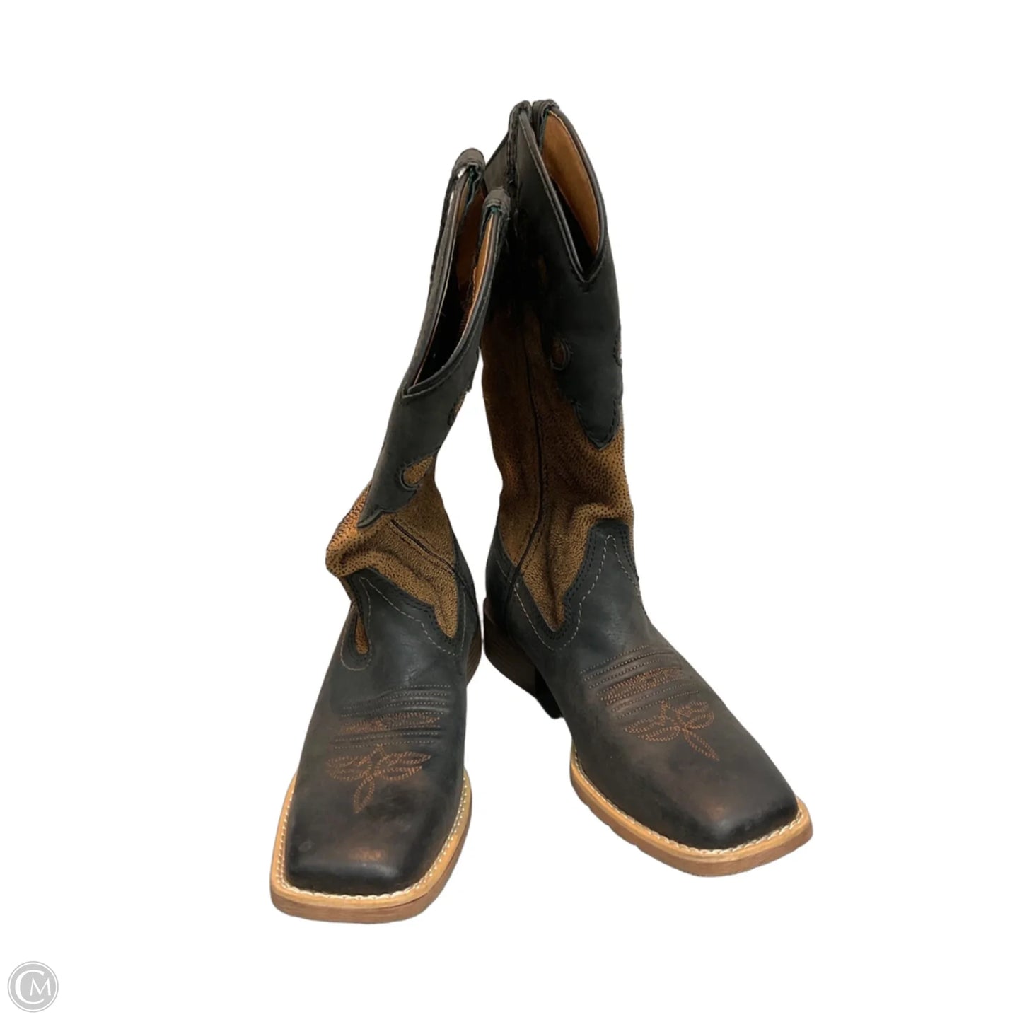 Boots Mid-calf Heels By Justin In Brown, Size: 7