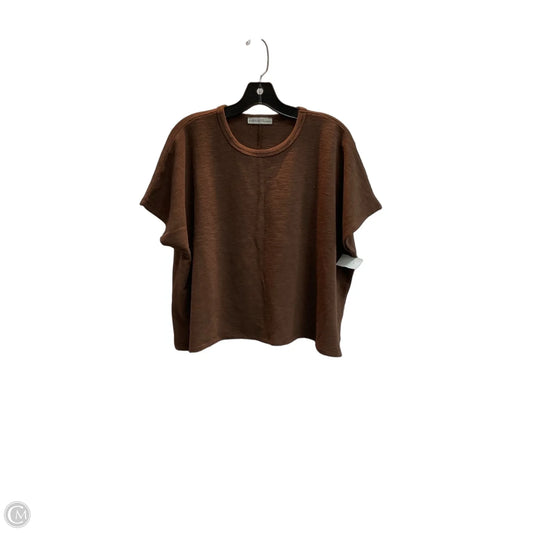 Top Short Sleeve By Zenana In Brown, Size: S